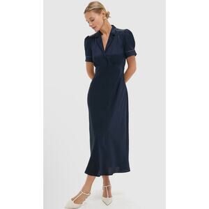 Tuckernuck Navy Satin Bellamy Midi Dress Size S
